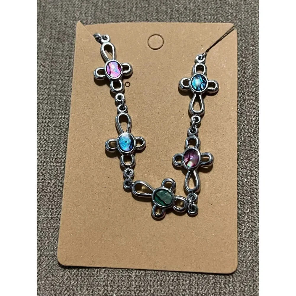 Bundle Sale 3 for $15 | Decorative Silver Tone Clasp Cross Bracelet